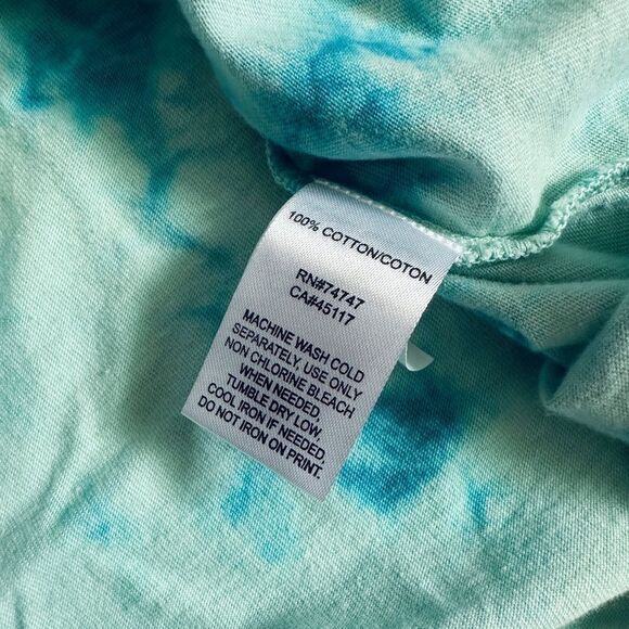 Natural Reflections Blue Tie Dye Oversized Short Sleeve V Neck T Shirt - Picture 4 of 4